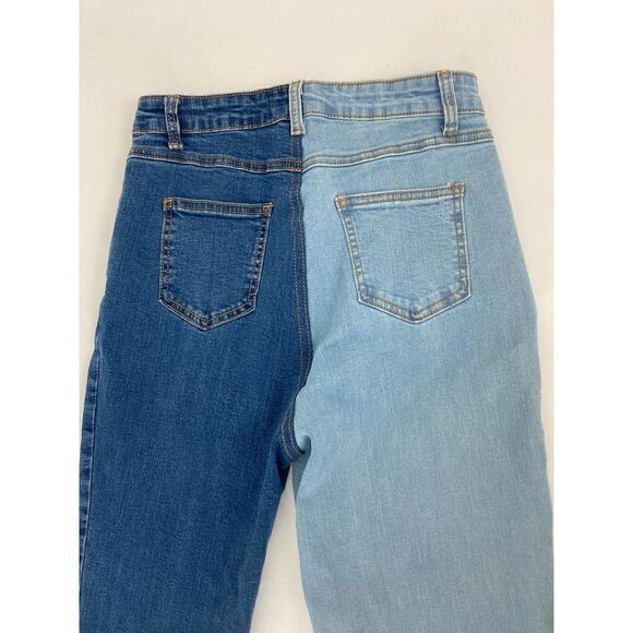 Fashion Nova Day Night Skinny Jeans Two Toned - Size 5 Juniors - Picture 10 of 11